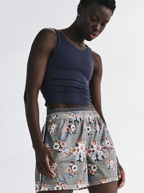 NWOT Free People When In Venice Printed Mesh Shorts in Granny Floral Sage Stone